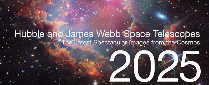 Cover page of the 2025 ESA/Hubble and ESA/Webb calendar