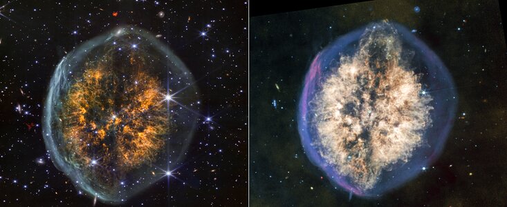 Exposed Cranium Nebula (NIRCam and MIRI images)