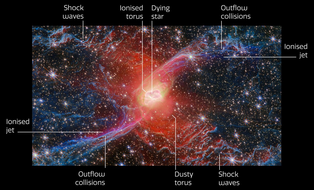 Red Spider Nebula, NGC 6537 (annotated)