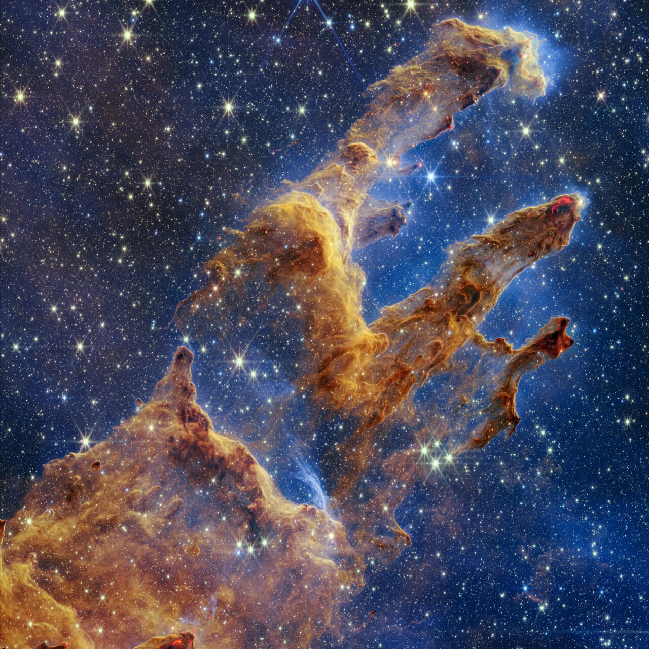 The Pillars of Creation Still Stand in JWST Image