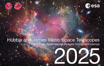 Cover page of the 2025 ESA/Hubble and ESA/Webb calendar