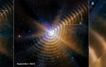 Observations of Wolf-Rayet 140 (MIRI Images, annotated)