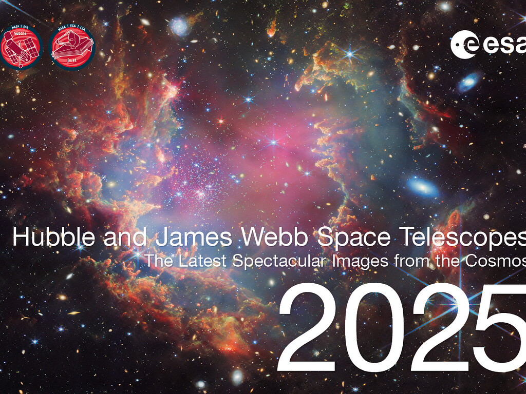 Cover page of the 2025 ESA/Hubble and ESA/Webb calendar