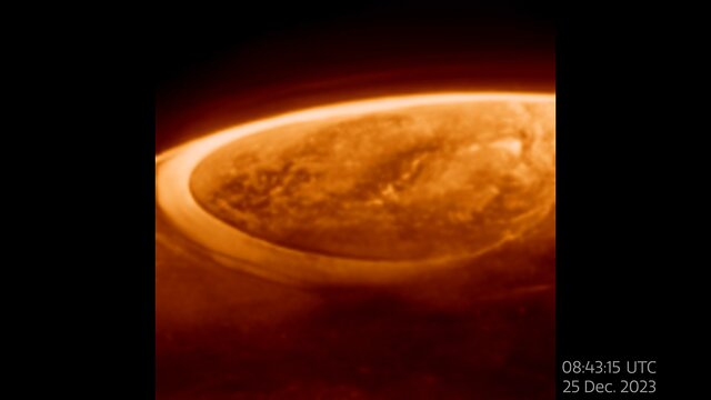 Close-up observations of auroras on Jupiter (December 2023)