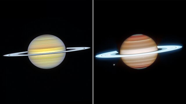 Saturn (2024 Hubble and Webb images, clean)